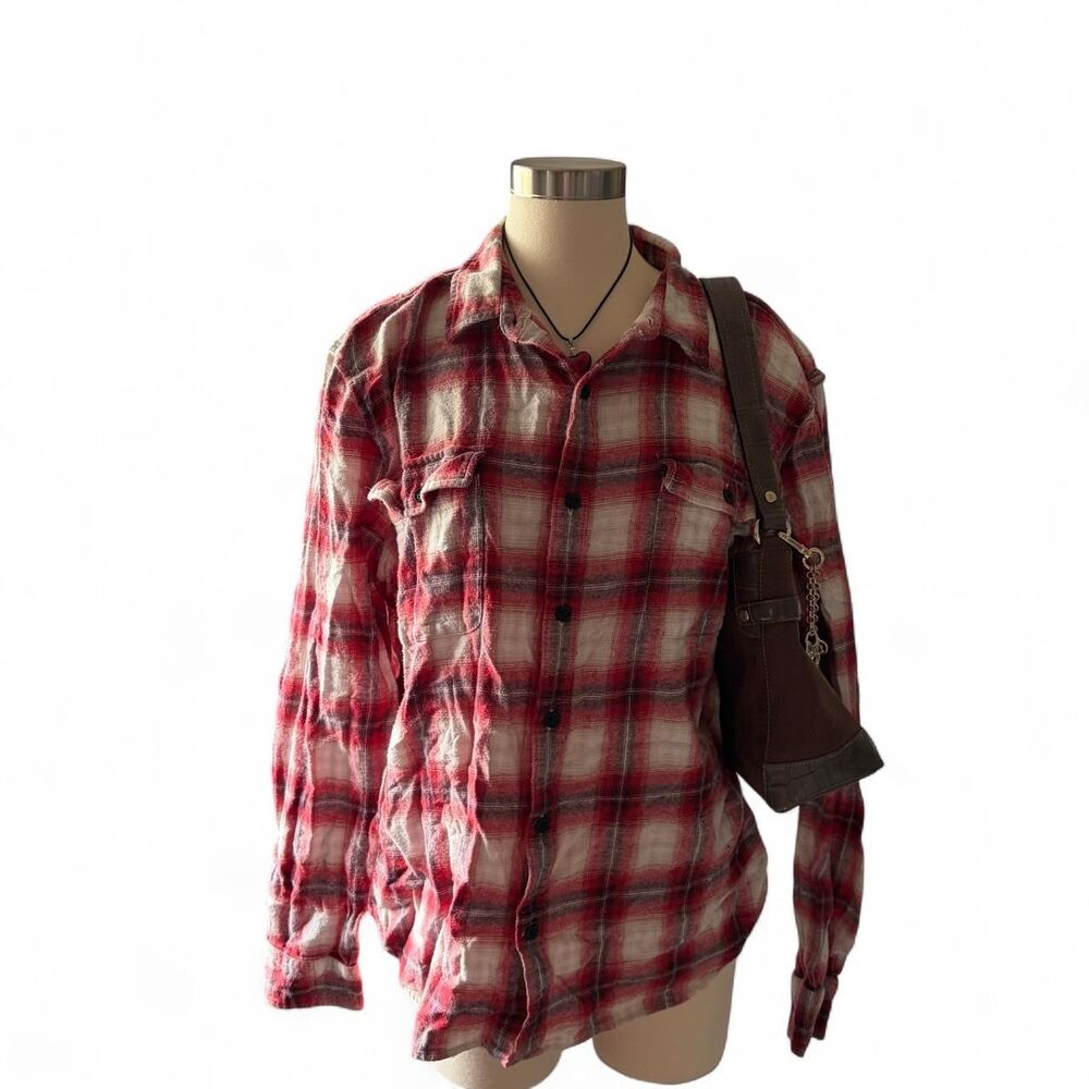 Lucky-brand Women's Red and Cream Shirt